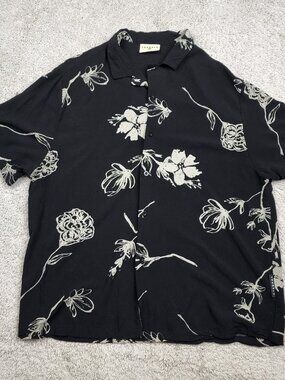 Youngla Lightweight Short Sleeves Button Up Cabo Shirt Size XL Black Floral USA